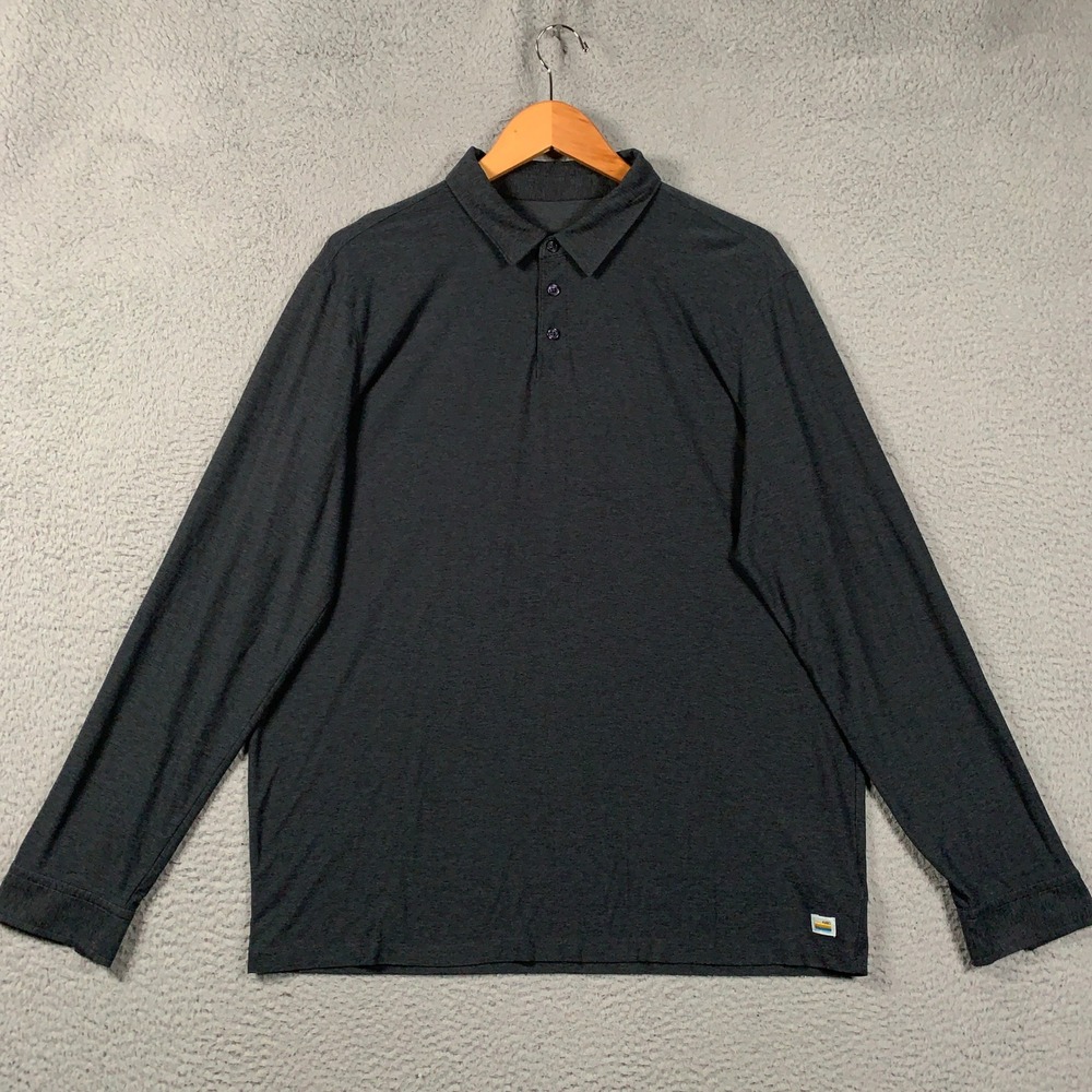 Vuori Strato Tech Polo Shirt Men's Size XL Charcoal Grey Long Sleeve Performance